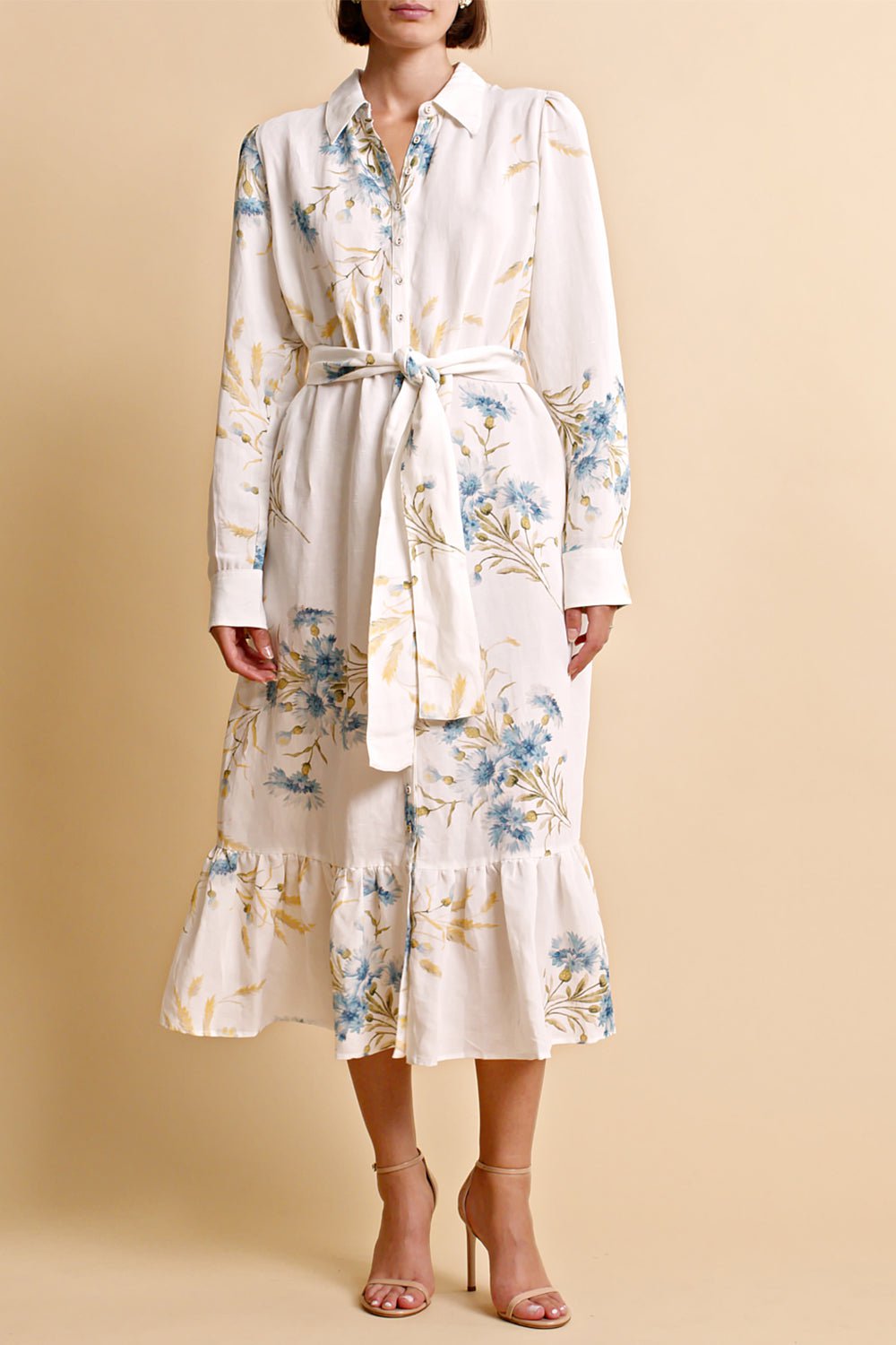 BYTIMO-Floral Midi Shirt Dress-