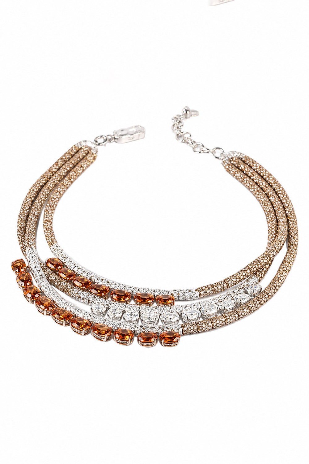 Brown Diamond Mandarin Garnet Rope Necklace
