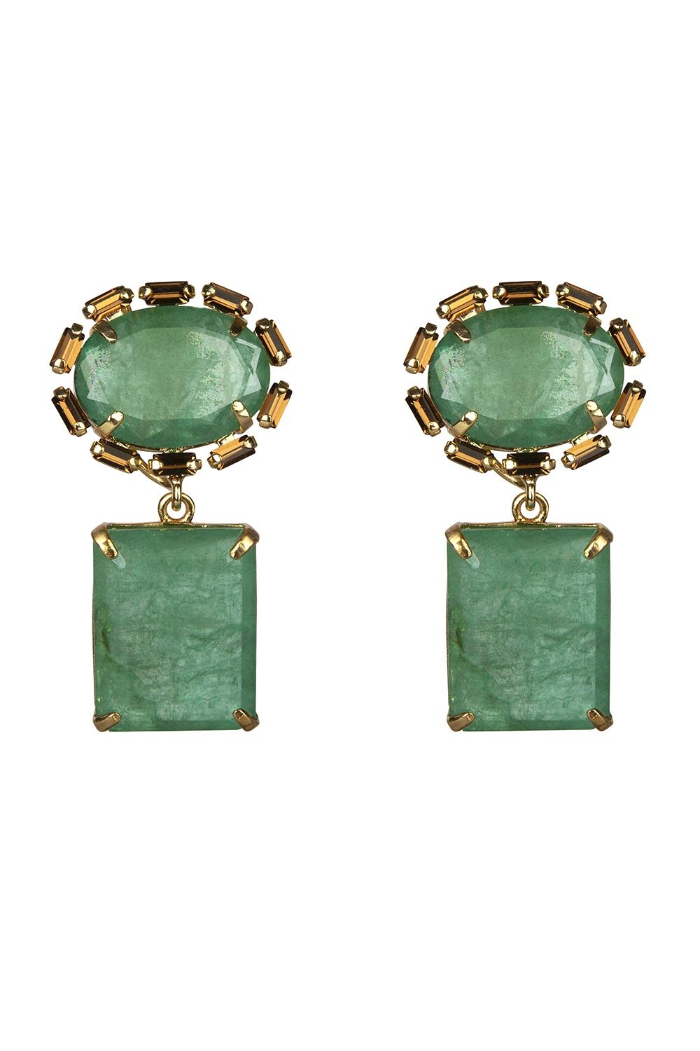 Fluorite Quartz Rhea Earrings-GREEN-JEWELRYBOUTIQUEEARRING-BOUNKIT JEWELRY