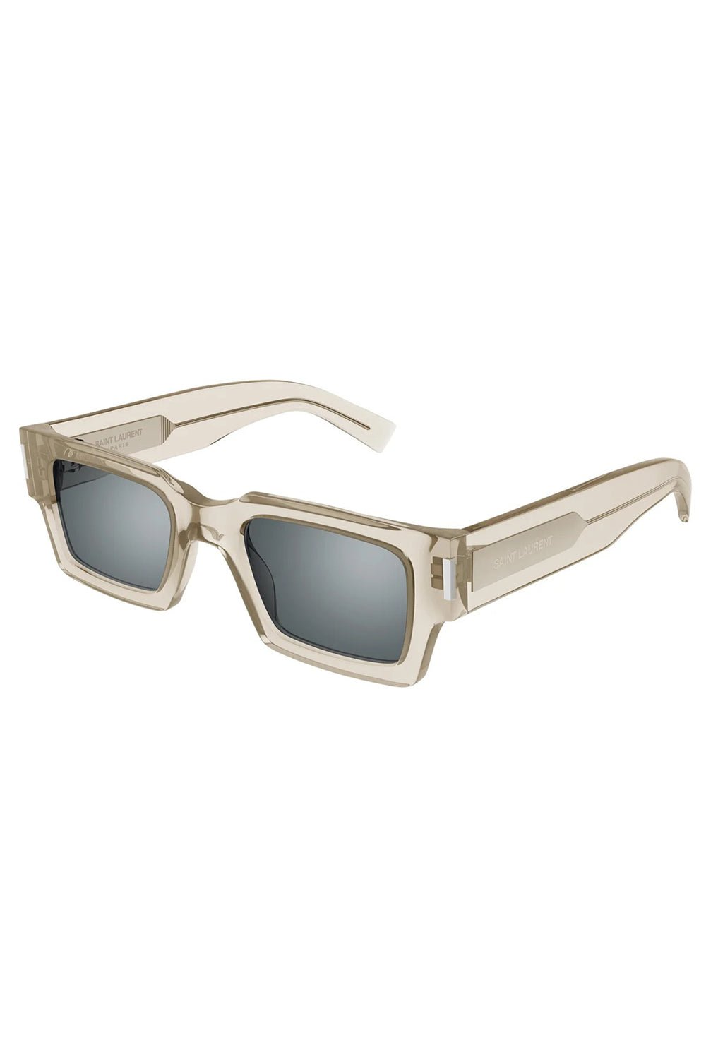 SAINT LAURENT-Rectangular Sunglasses - Beige-BEIGE/BEIGE/SILVER