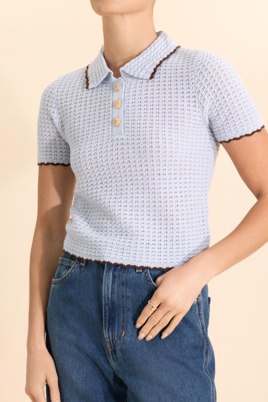 Melody Polo - Light Blue Brown-BLUE-XS-CLOTHINGTOPKNITS-CARA CARA