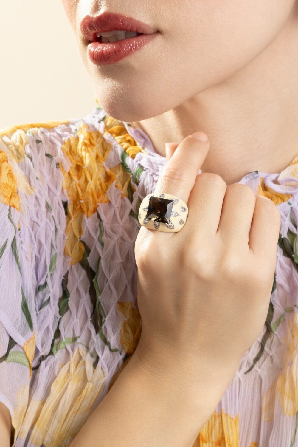 Diamond Smoky Topaz Ring-SILVER-7.25-JEWELRYFINE JEWELRING-ANDREOLI