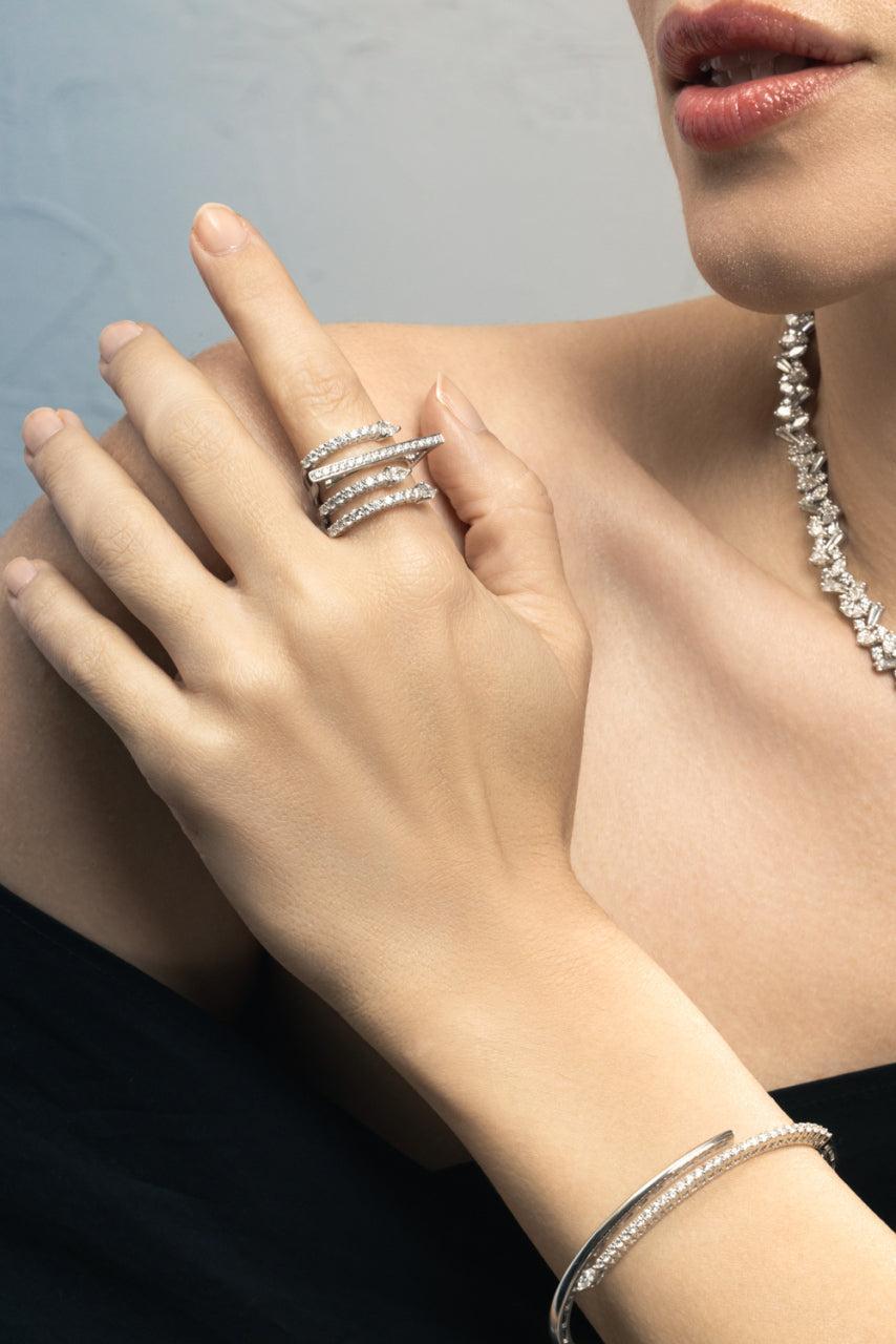 Diamond Four Line Ring-WHITE GOLD-6.25-JEWELRYFINE JEWELRING-YEPREM