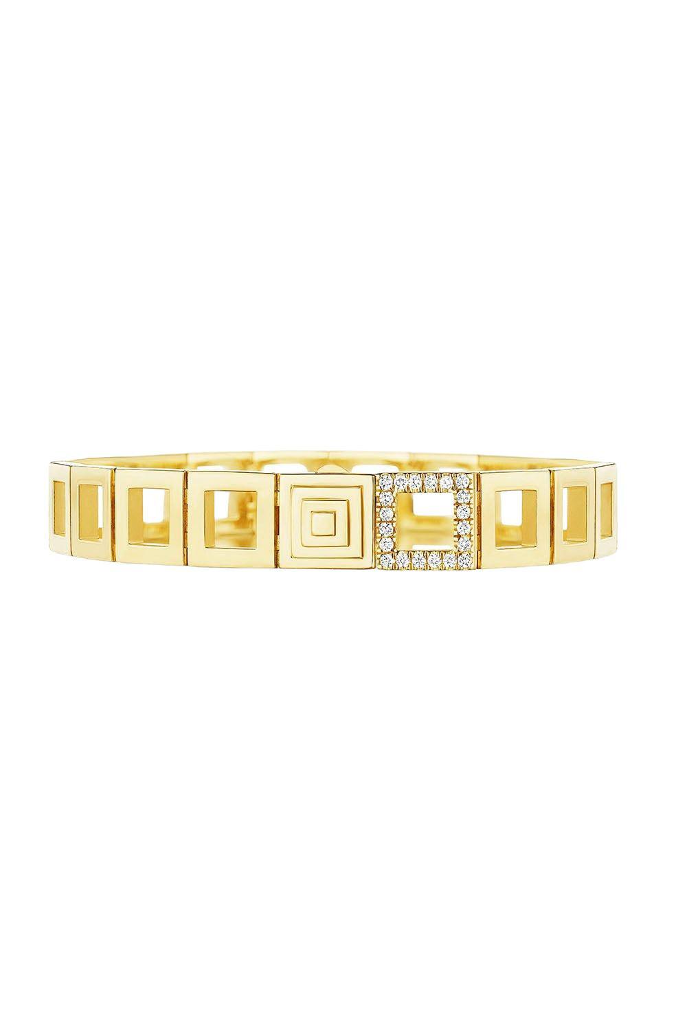 Diamond Foundation Square Link Bracelet-YELLOW GOLD-JEWELRYFINE JEWELBRACELET O-CADAR