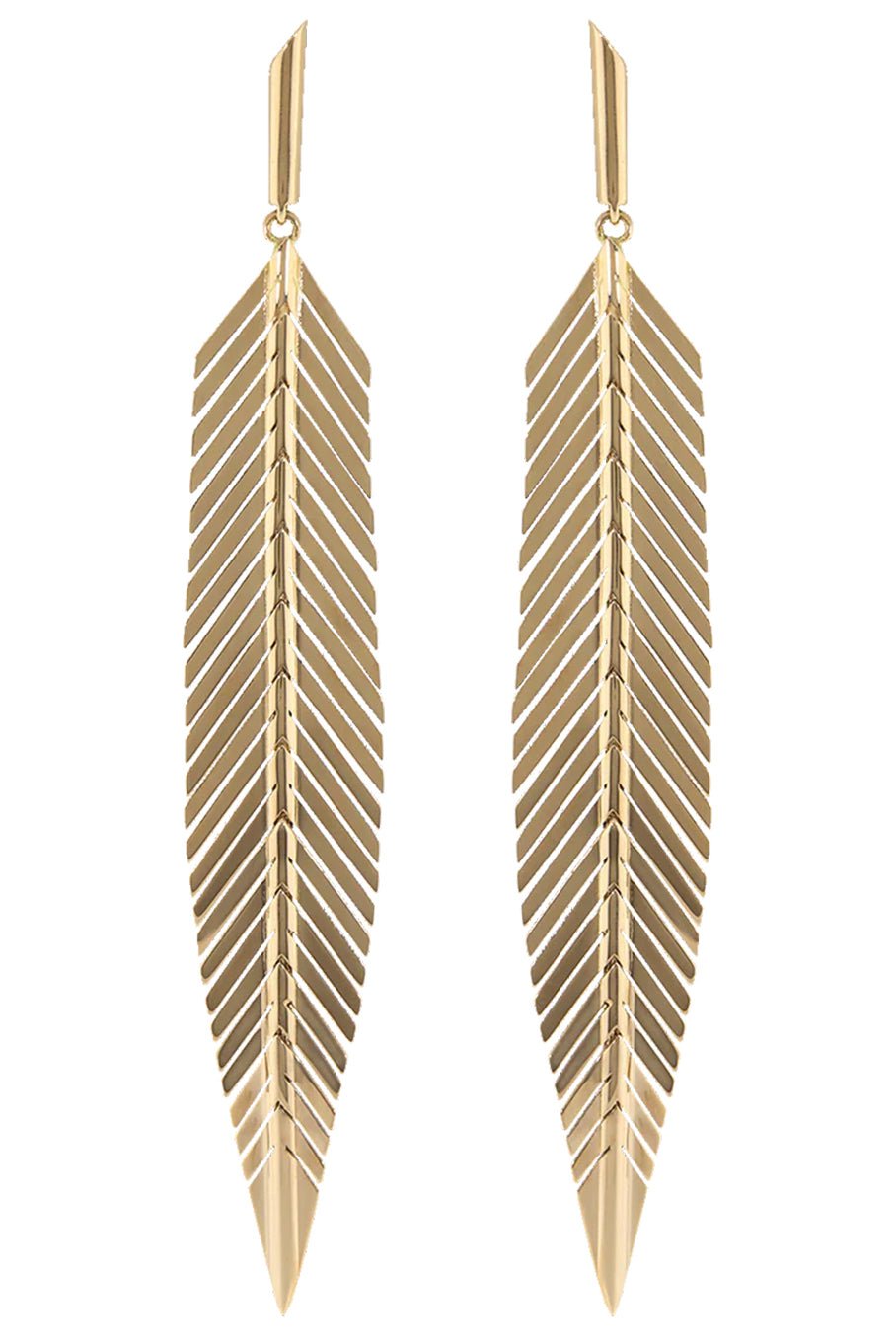 CADAR-Large Feather Drop Earrings-ROSE GOLD