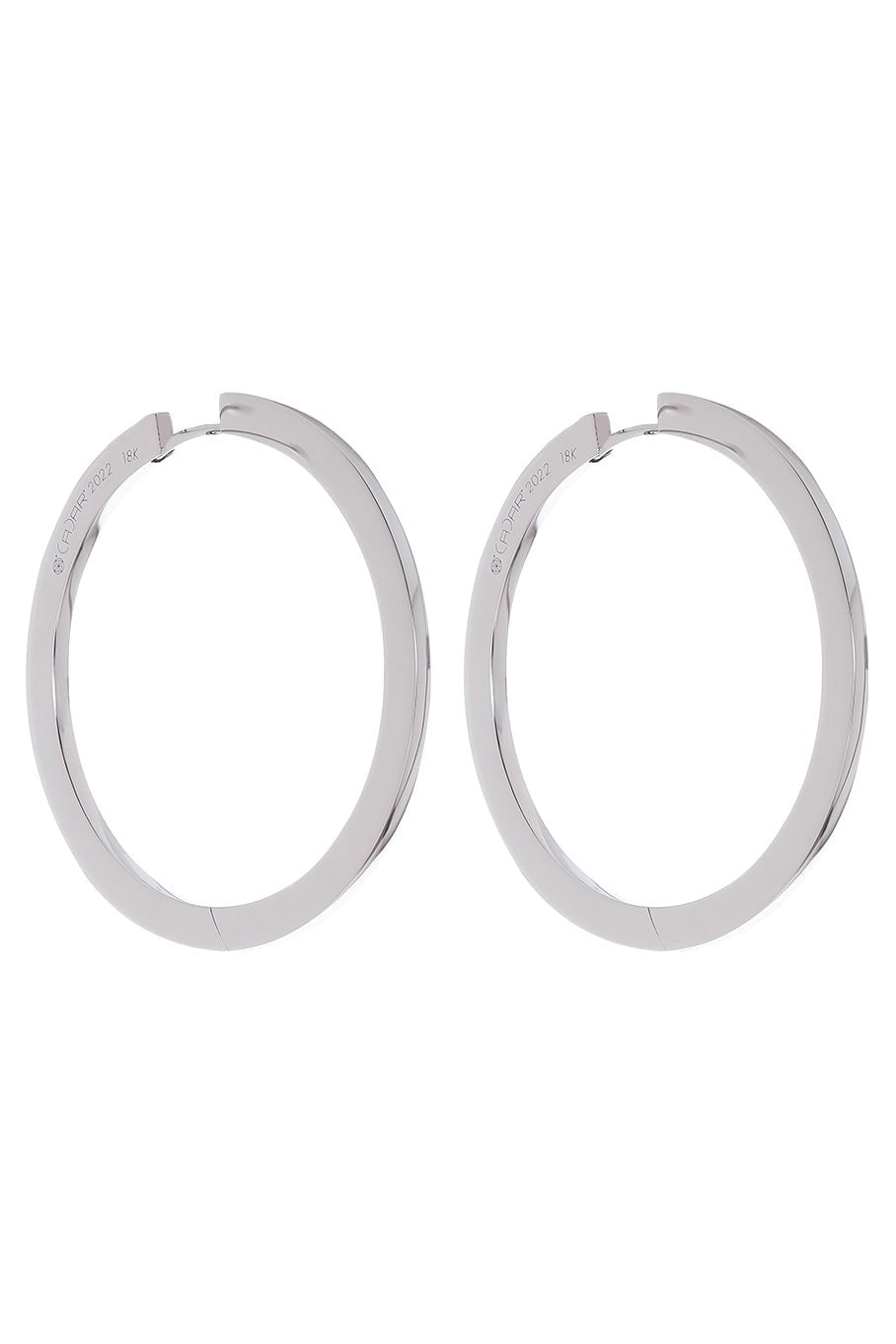 CADAR-Large Plain Hoop Earrings-WHITE GOLD