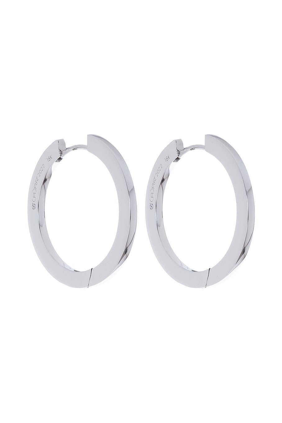CADAR-Medium Plain Hoop Earrings-WHITE GOLD