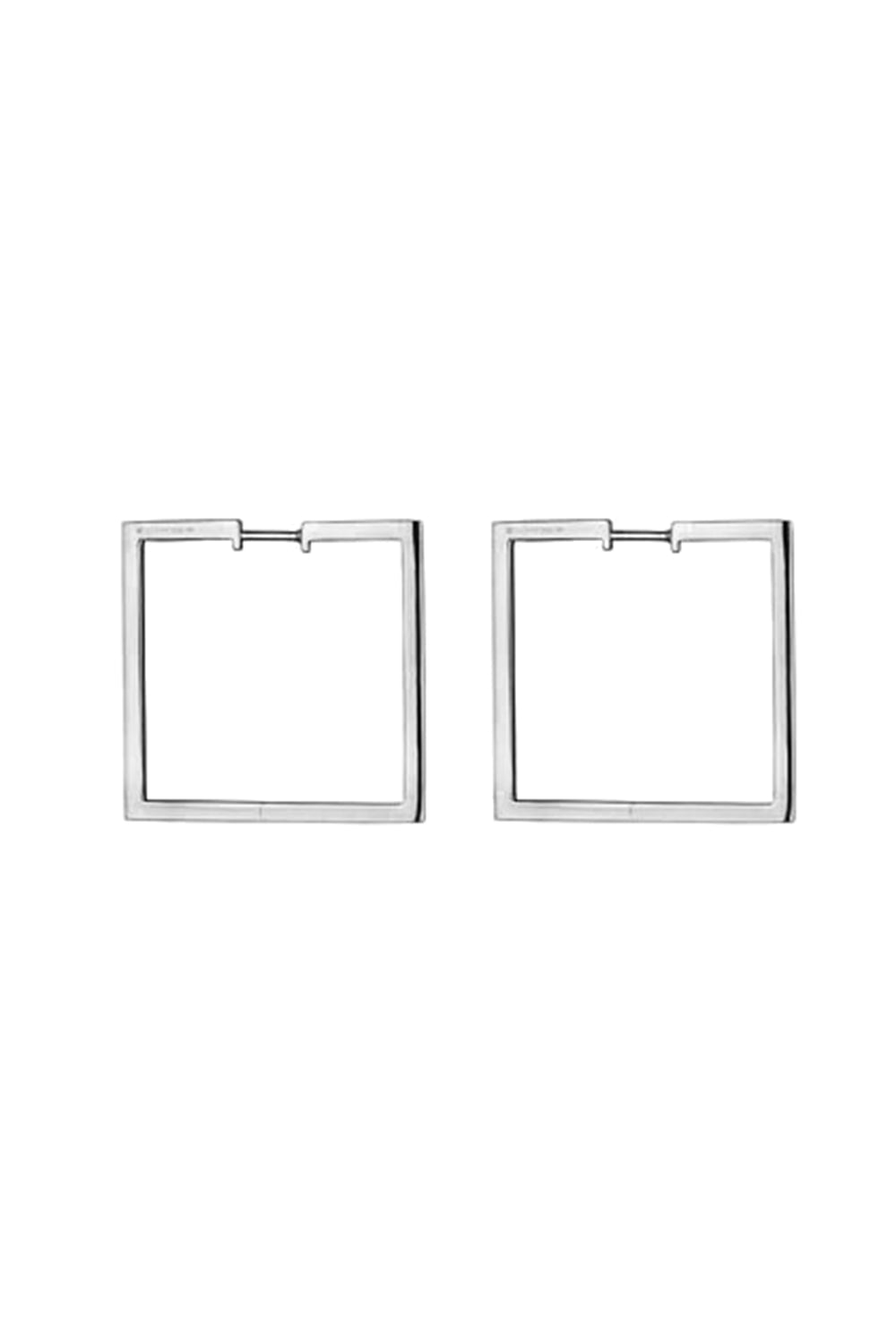 CADAR-Medium Square Foundation Hoop Earrings - White Gold-WHITE GOLD