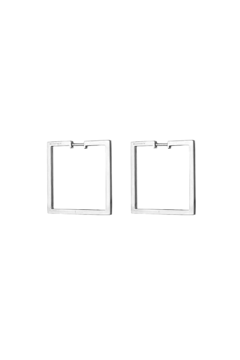 CADAR-Medium Square Foundation Hoop Earrings - White Gold-WHITE GOLD