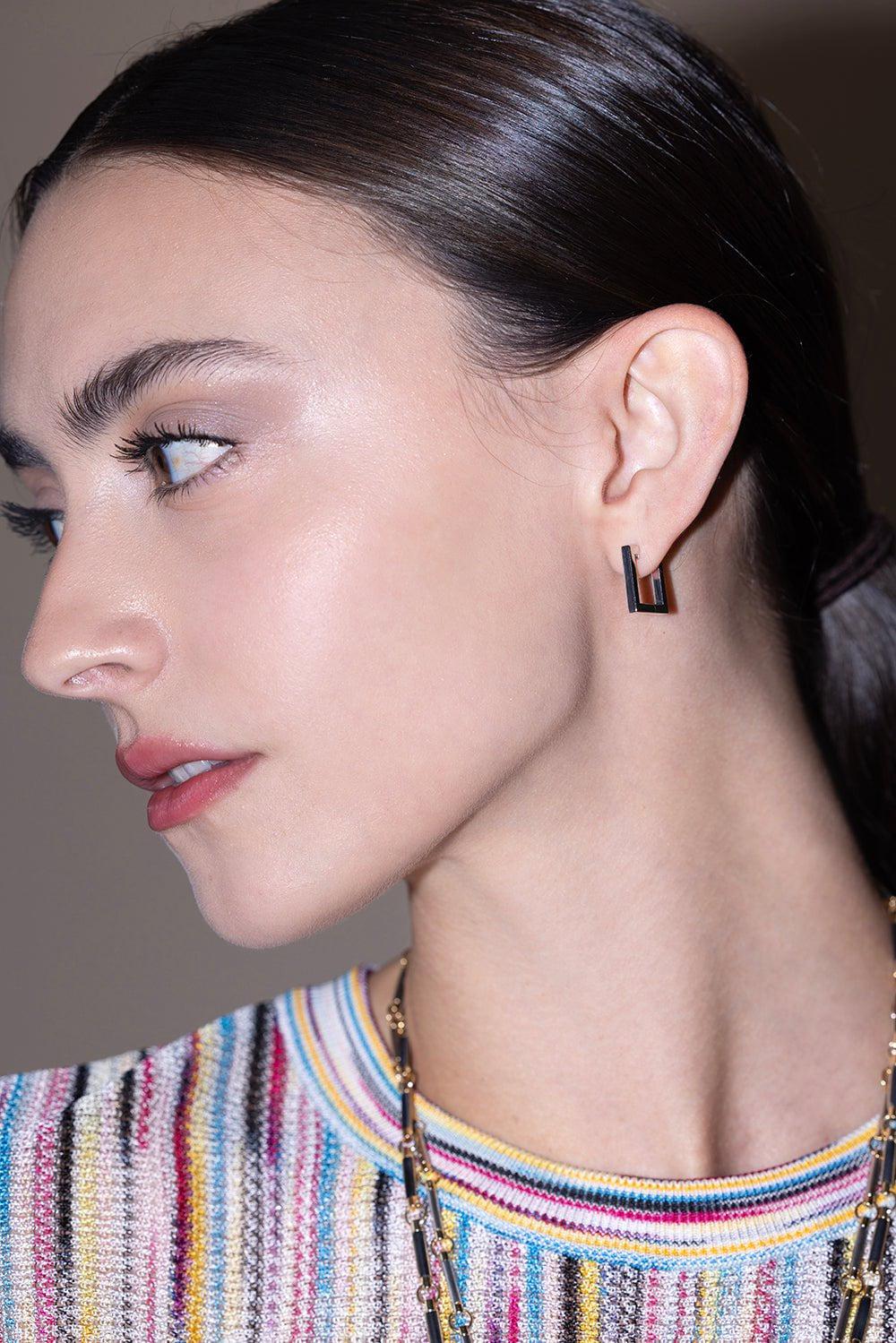 CADAR-Small Square Foundation Hoop Earrings - White Gold-WHITE GOLD