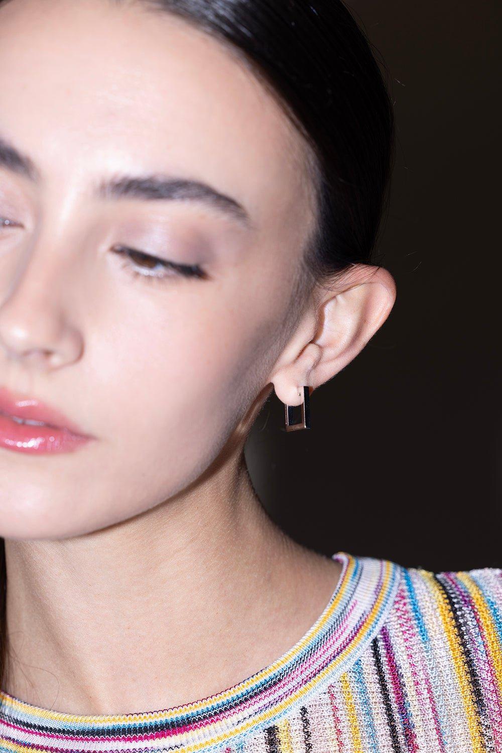 CADAR-Small Square Foundation Hoop Earrings - White Gold-WHITE GOLD