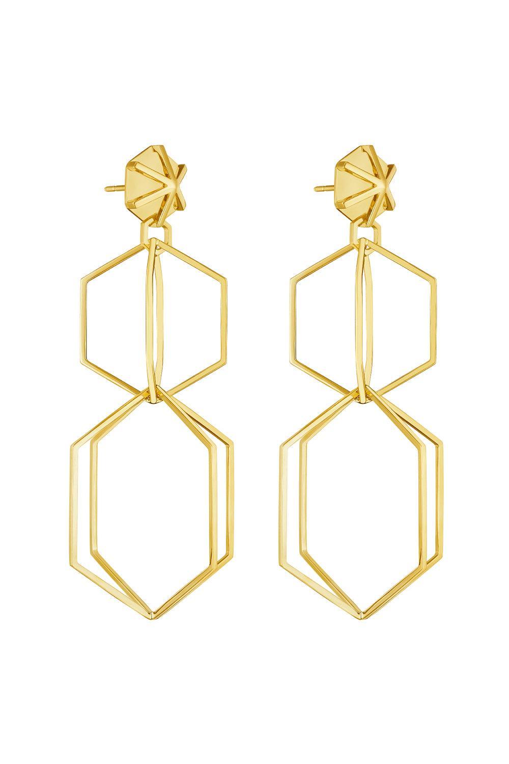 B Home Two Drop Earrings-YELLOW GOLD-JEWELRYFINE JEWELEARRING-CADAR