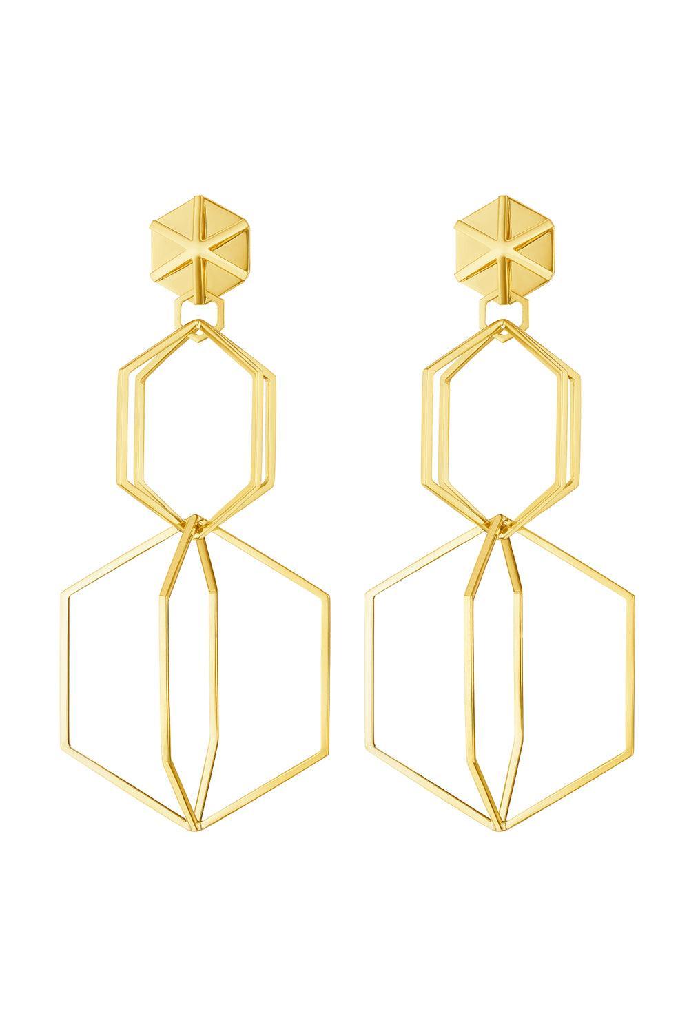 B Home Two Drop Earrings-YELLOW GOLD-JEWELRYFINE JEWELEARRING-CADAR