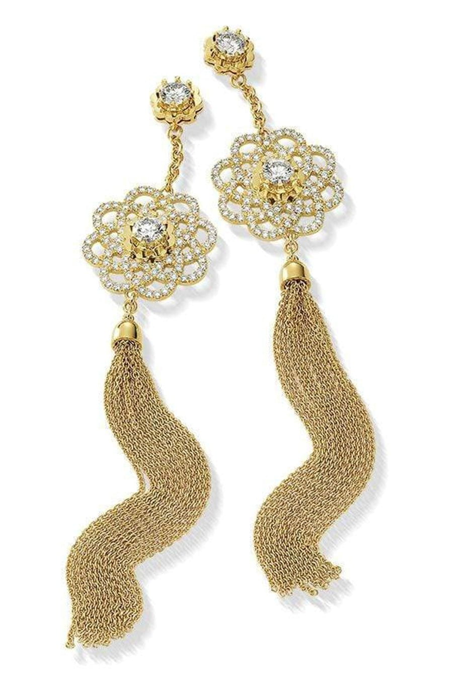 CADAR-Bloom Trio Tassel Earrings-YELLOW GOLD