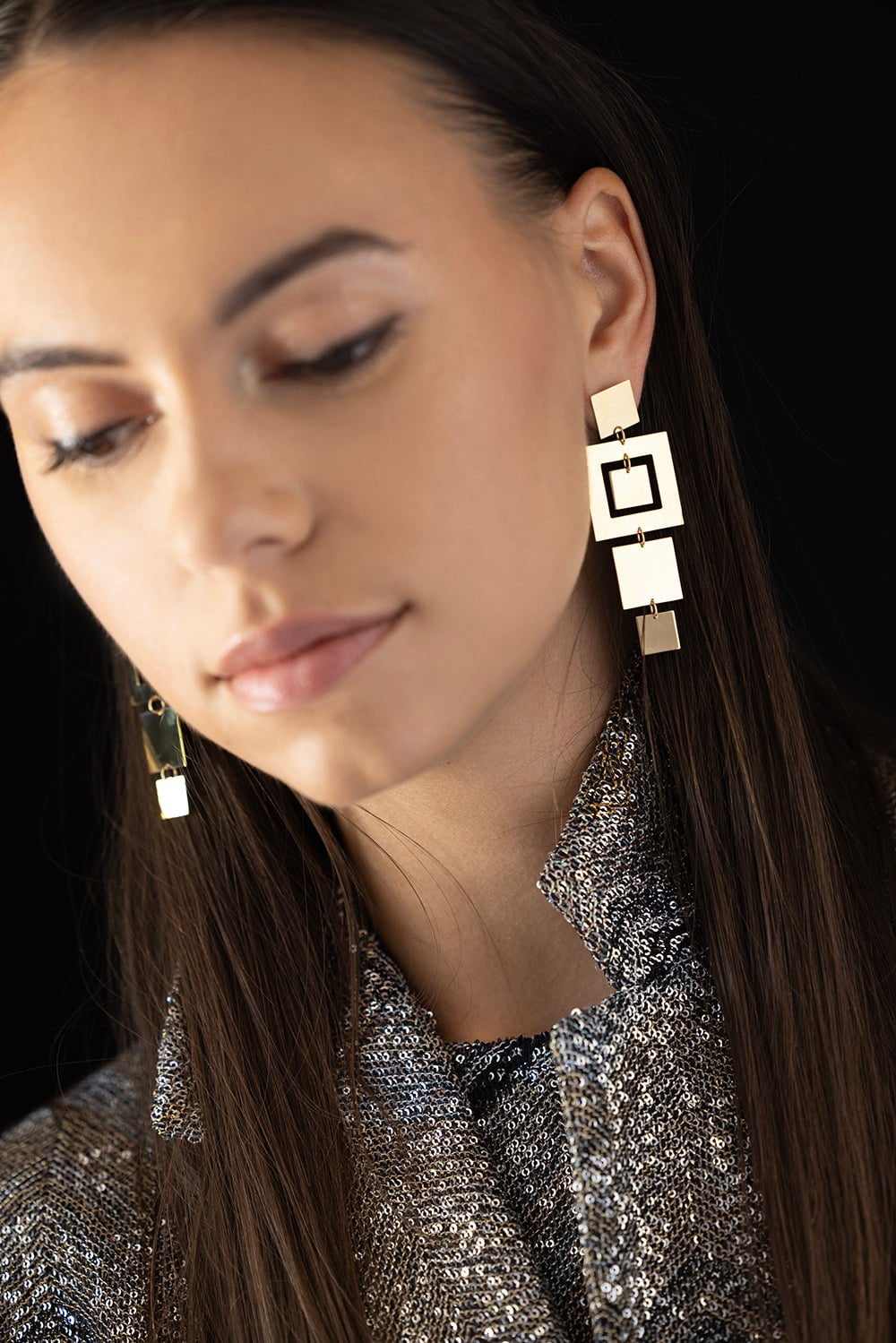 CADAR-Foundation Square Earrings-YELLOW GOLD
