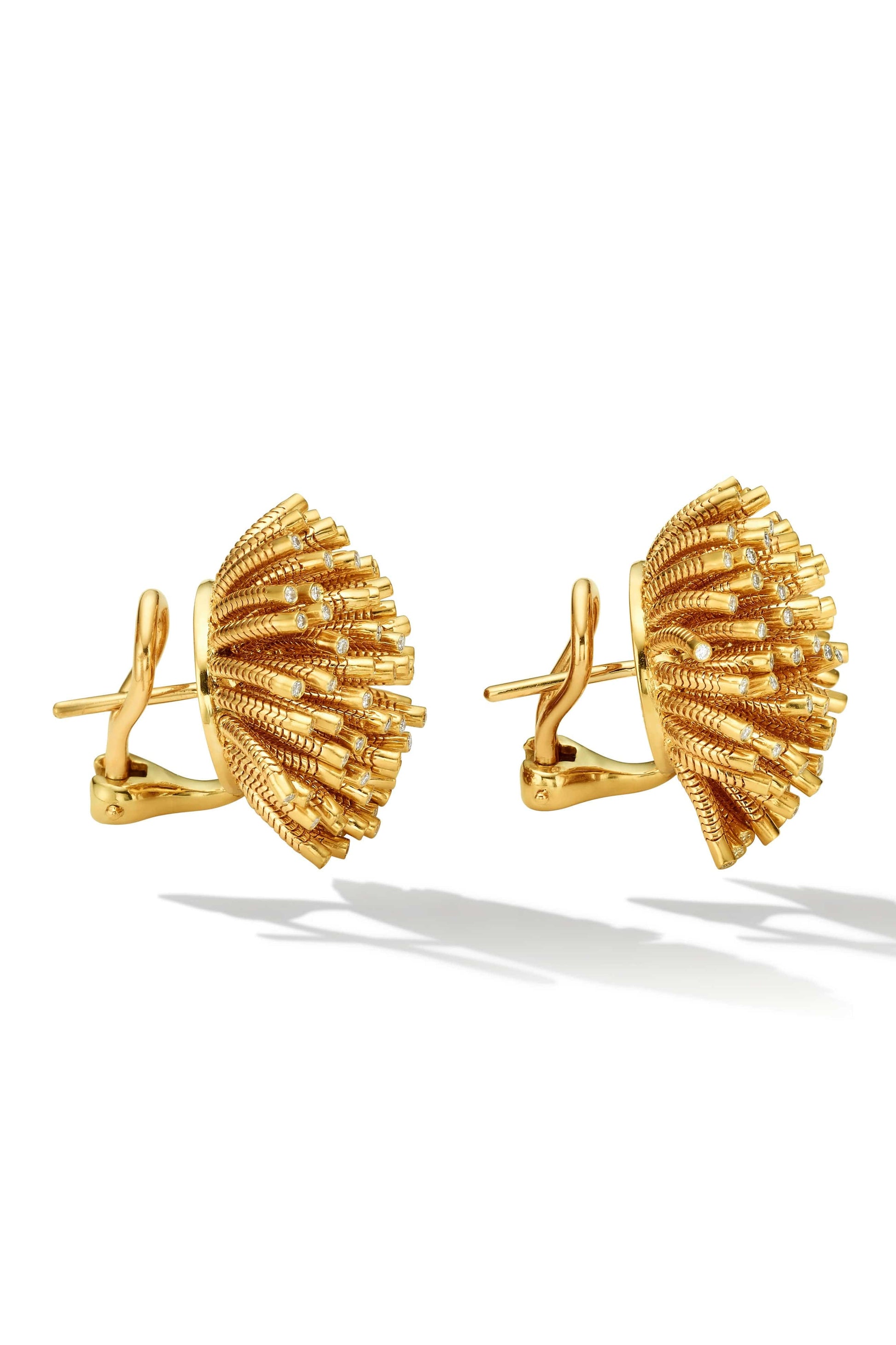 CADAR-Fur Stud Earrings-YELLOW GOLD
