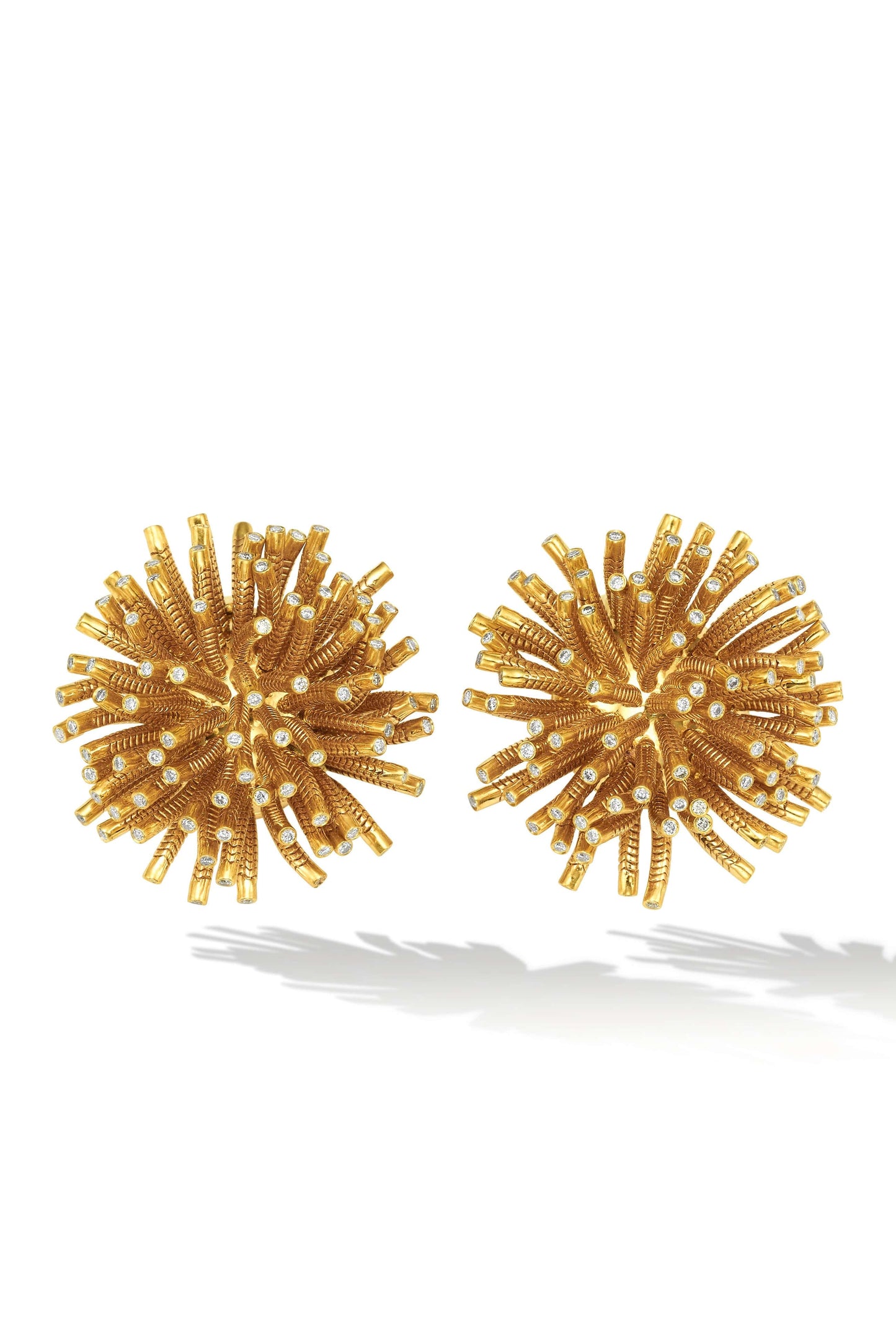 CADAR-Fur Stud Earrings-YELLOW GOLD