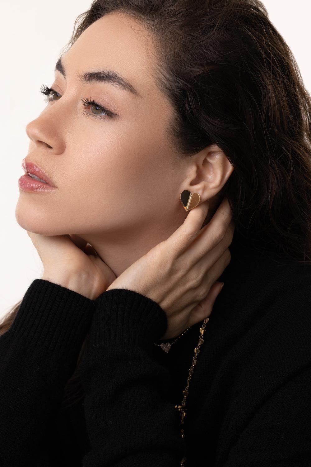 Large Wings Of Love Stud Earrings-YELLOW GOLD-JEWELRYFINE JEWELEARRING-CADAR