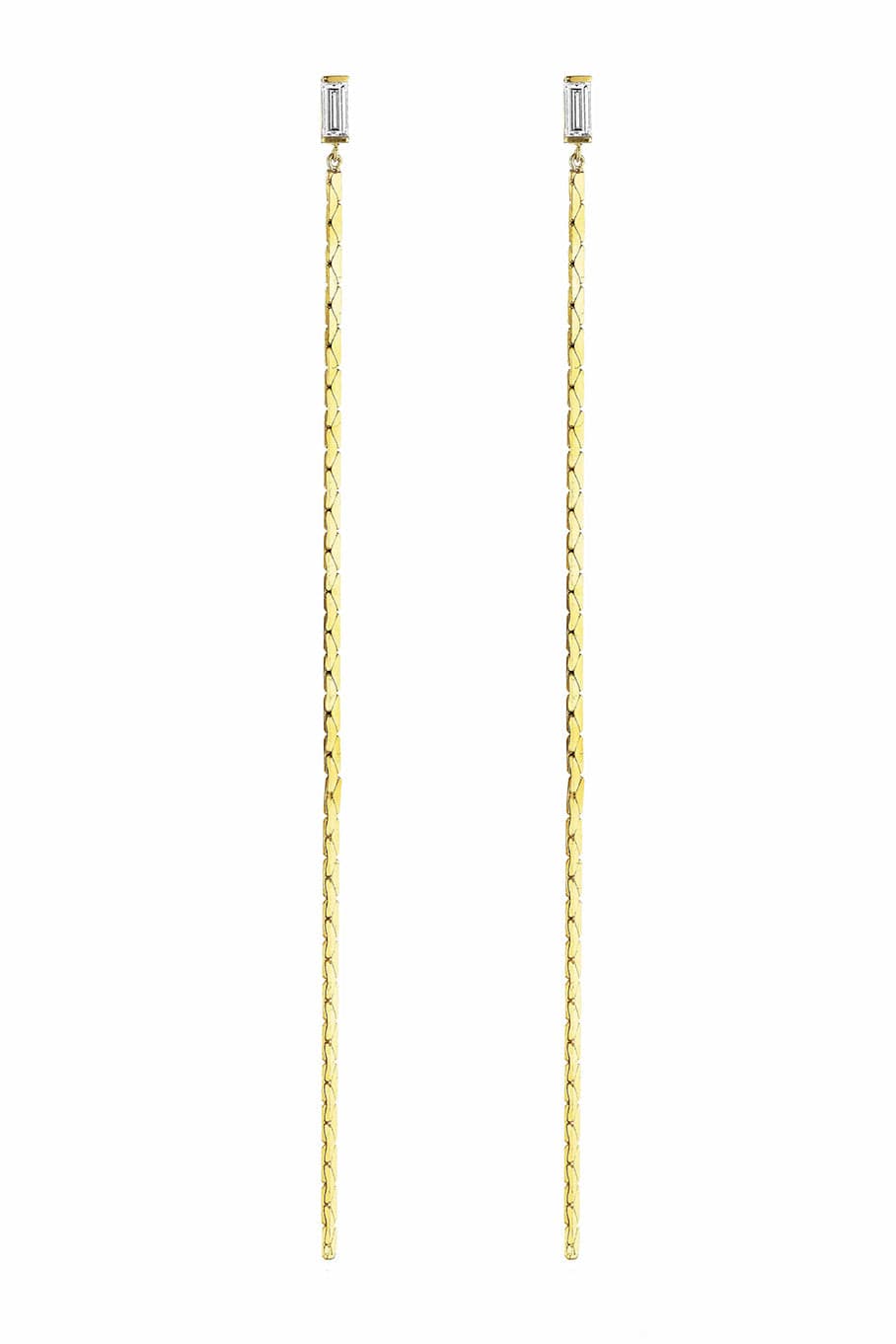 CADAR-Light Baguette Drop Earrings-YELLOW GOLD