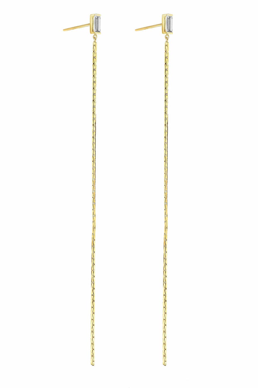 CADAR-Light Baguette Drop Earrings-YELLOW GOLD