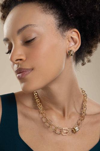 B Home Large Stud Earrings-YELLOW GOLD-M-JEWELRYFINE JEWELEARRING-CADAR