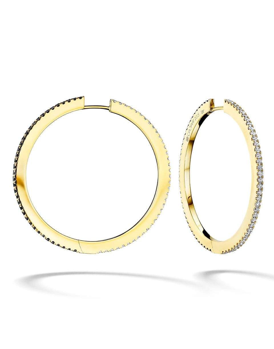 CADAR-Medium Black and White Diamond Solo Hoops-YELLOW GOLD