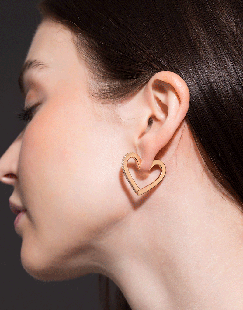 CADAR-Medium Endless Heart Hoops-YELLOW GOLD