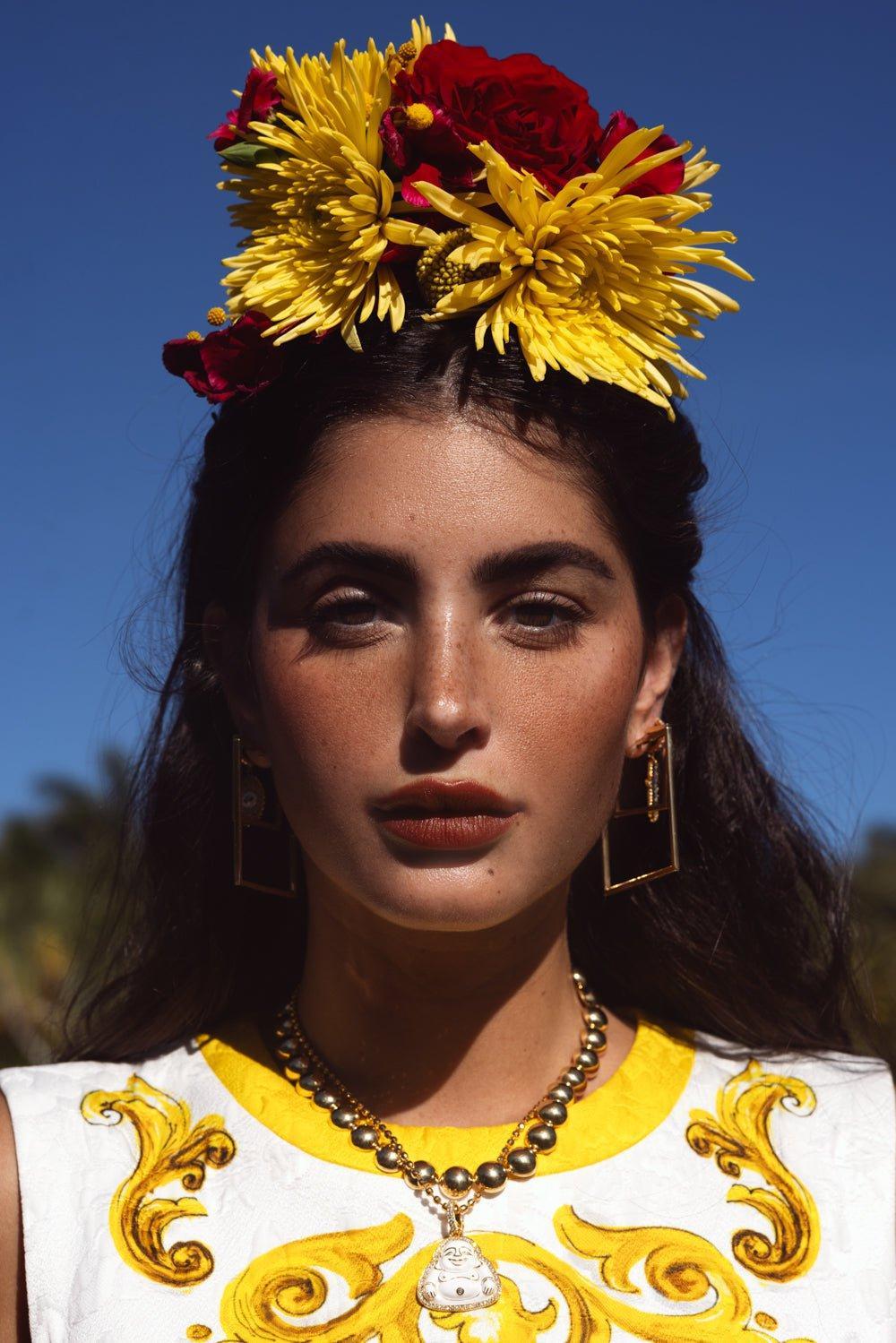 CADAR-Medium Foundation Square Hoops-YELLOW GOLD