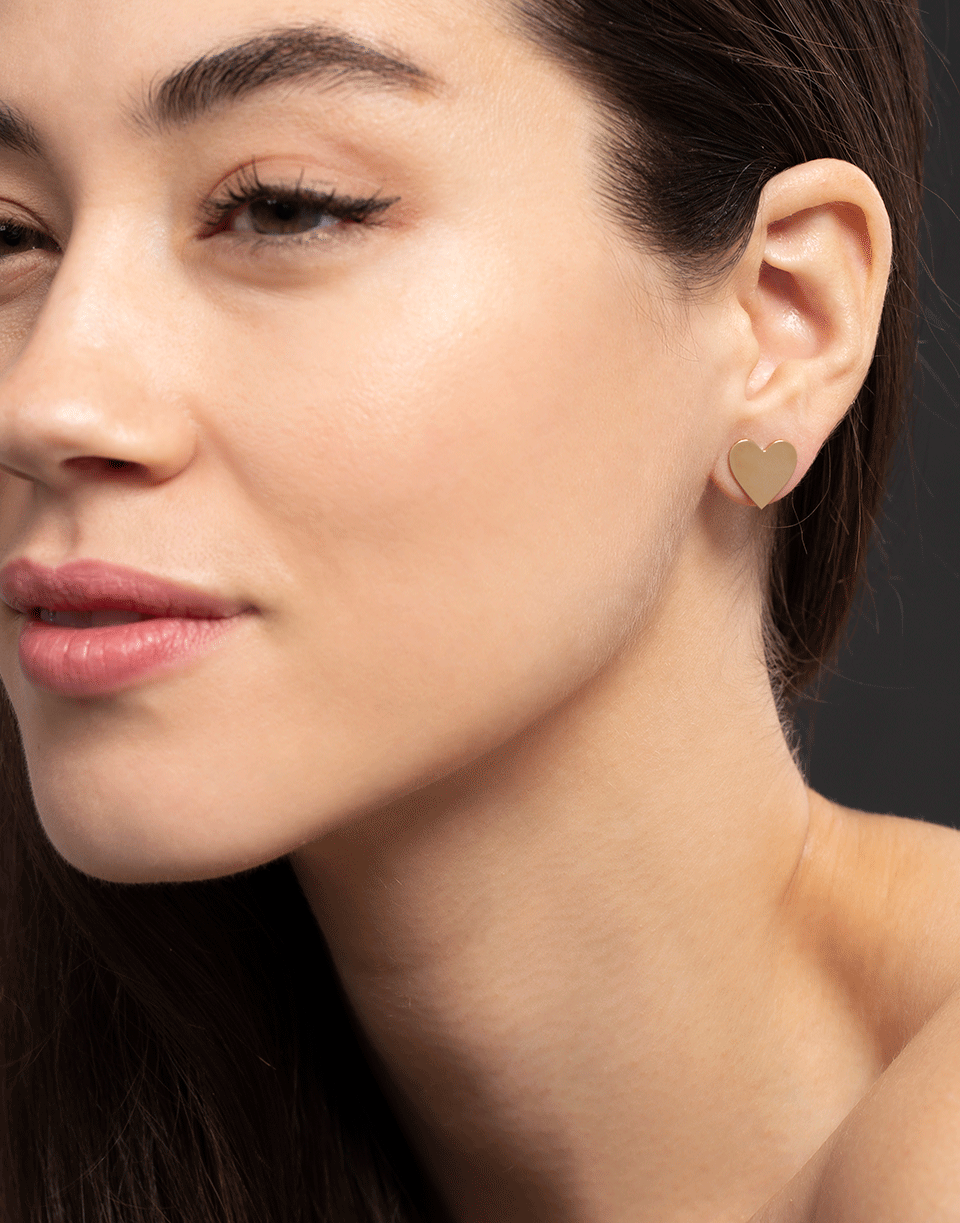 CADAR-Medium Heart Studs-YELLOW GOLD