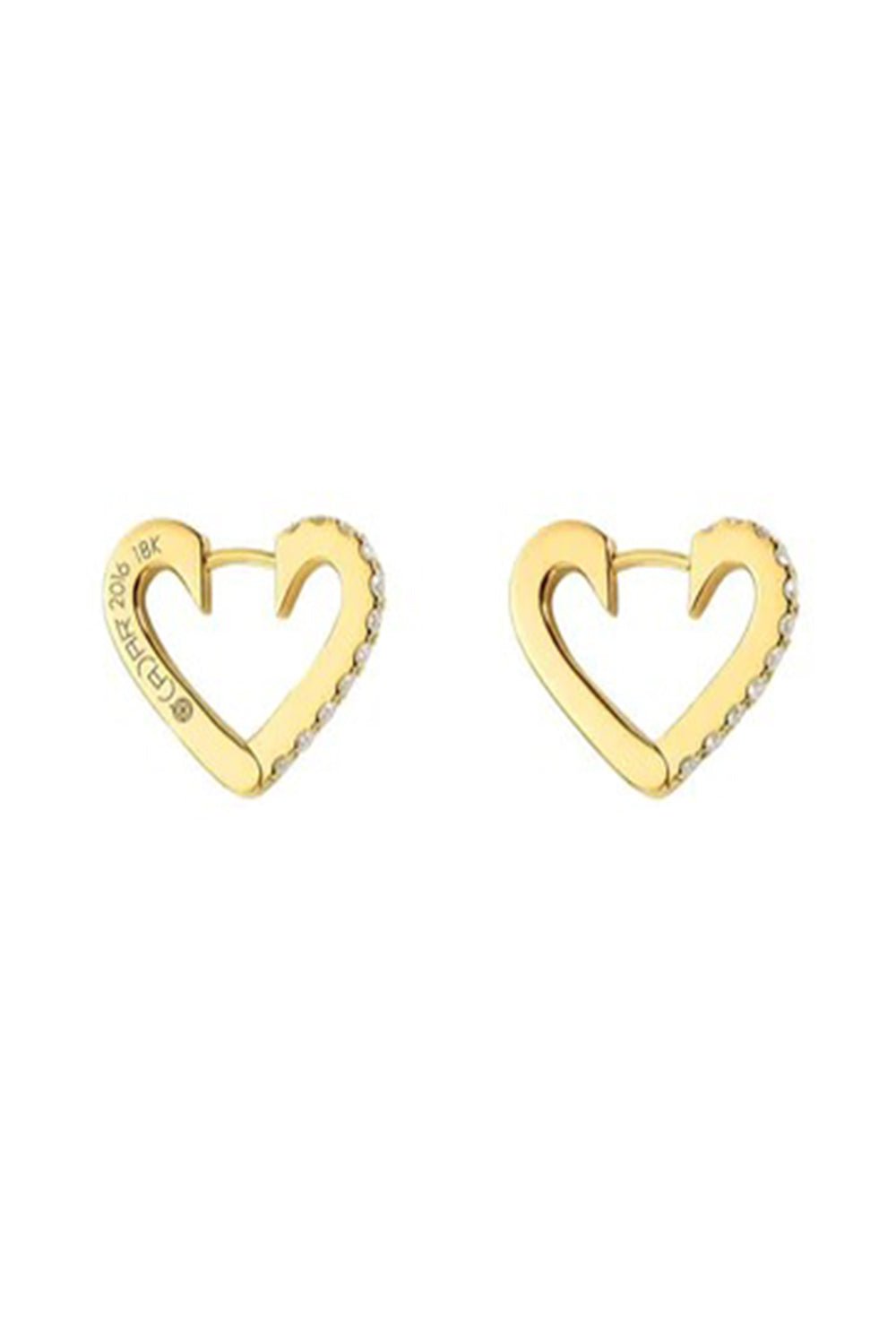 CADAR-Small Diamond Heart Hoops-YELLOW GOLD