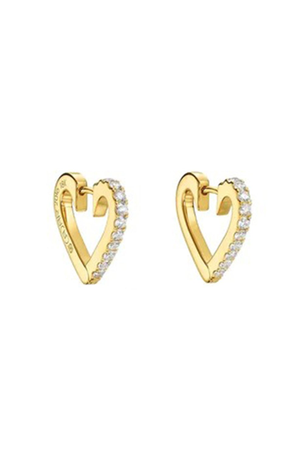 CADAR-Small Diamond Heart Hoops-YELLOW GOLD