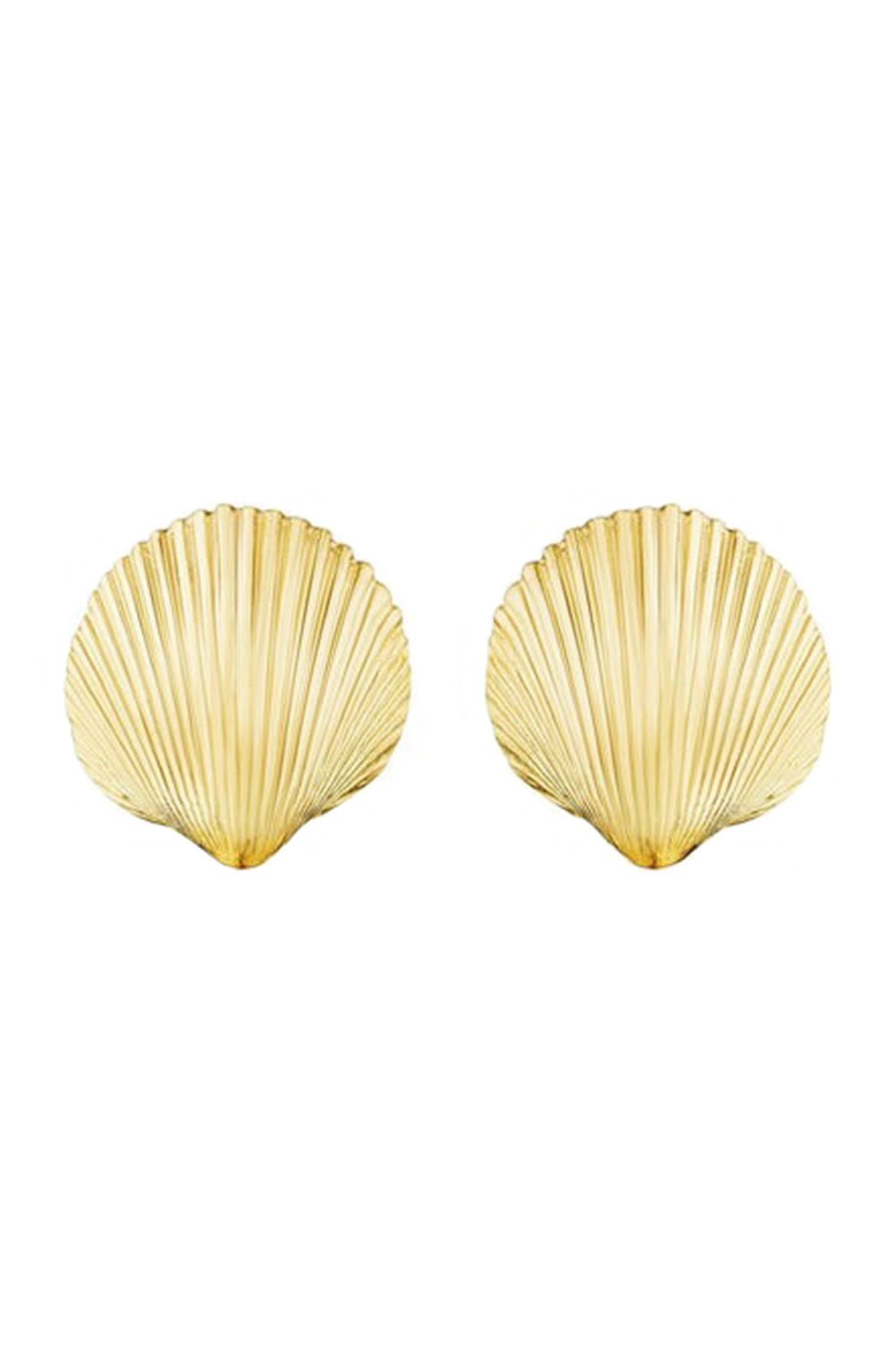 CADAR-Small Shell Stud Earrings-YELLOW GOLD
