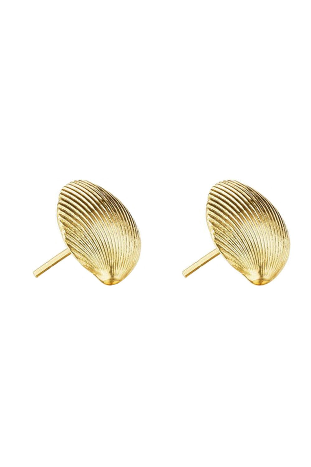 CADAR-Small Shell Stud Earrings-YELLOW GOLD
