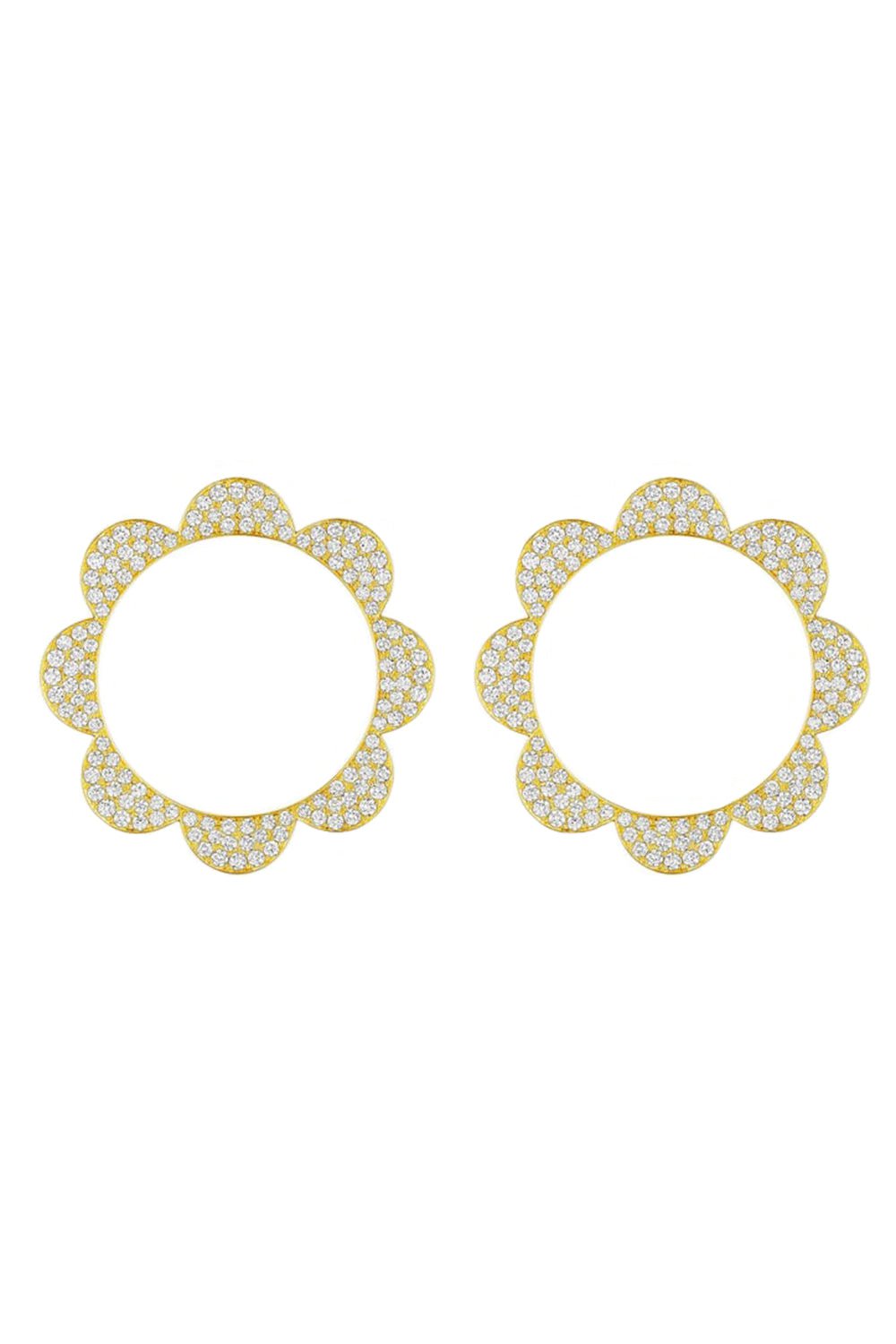 CADAR-Triplet Diamond Stud Earrings-YELLOW GOLD