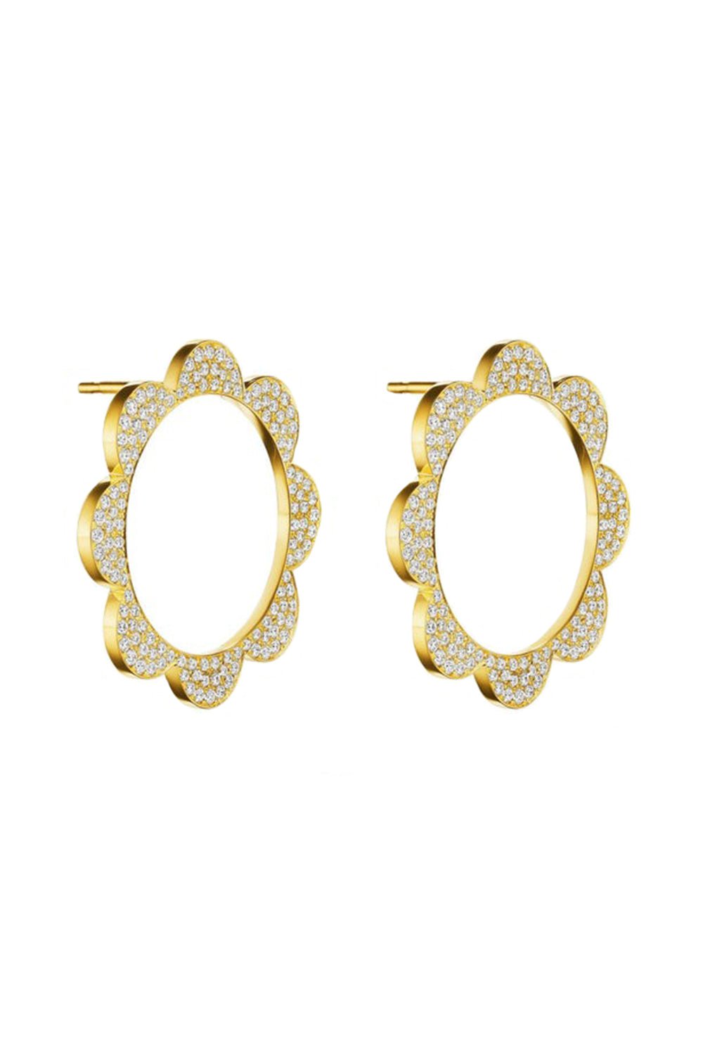 CADAR-Triplet Diamond Stud Earrings-YELLOW GOLD