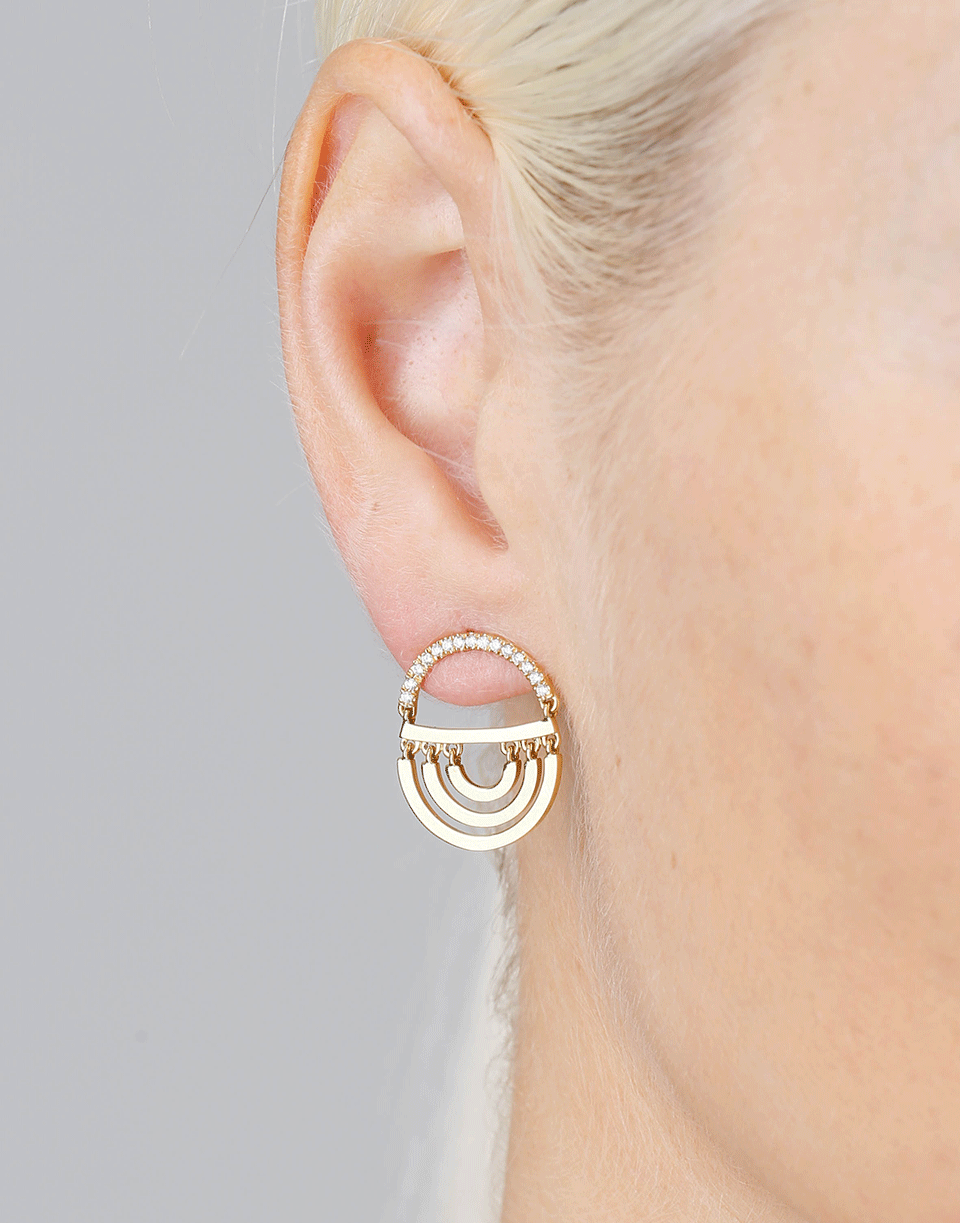 CADAR-Twin Drop Earrings-YELLOW GOLD