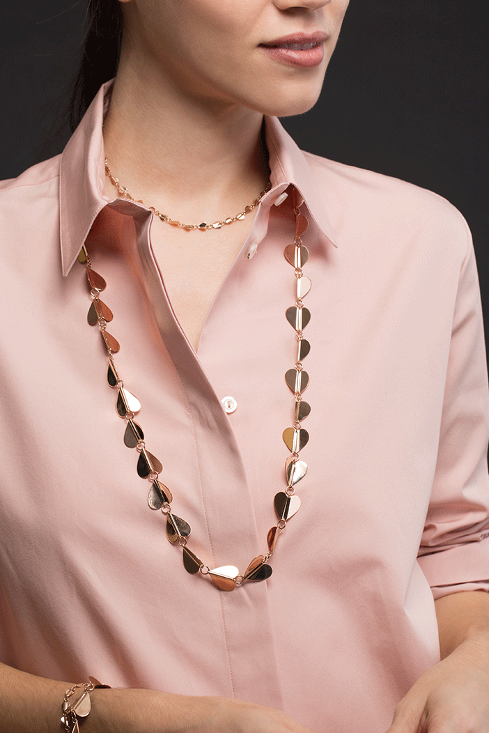 CADAR-Large Wings of Love Necklace-ROSE GOLD