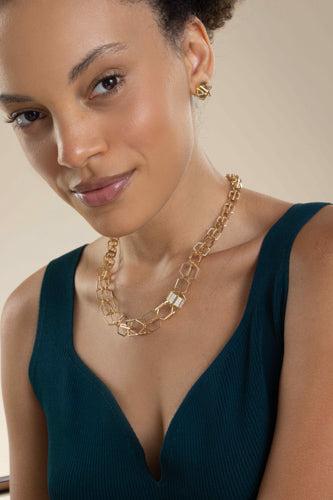 Diamond B Home Graduated Link Necklace-YELLOW GOLD-18-JEWELRYFINE JEWELNECKLACE O-CADAR