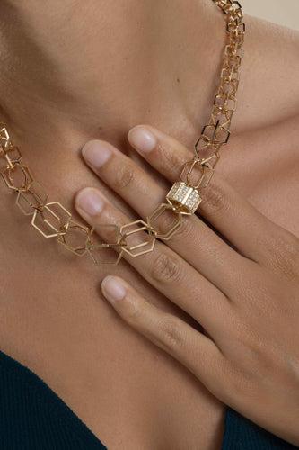 Diamond B Home Graduated Link Necklace-YELLOW GOLD-18-JEWELRYFINE JEWELNECKLACE O-CADAR
