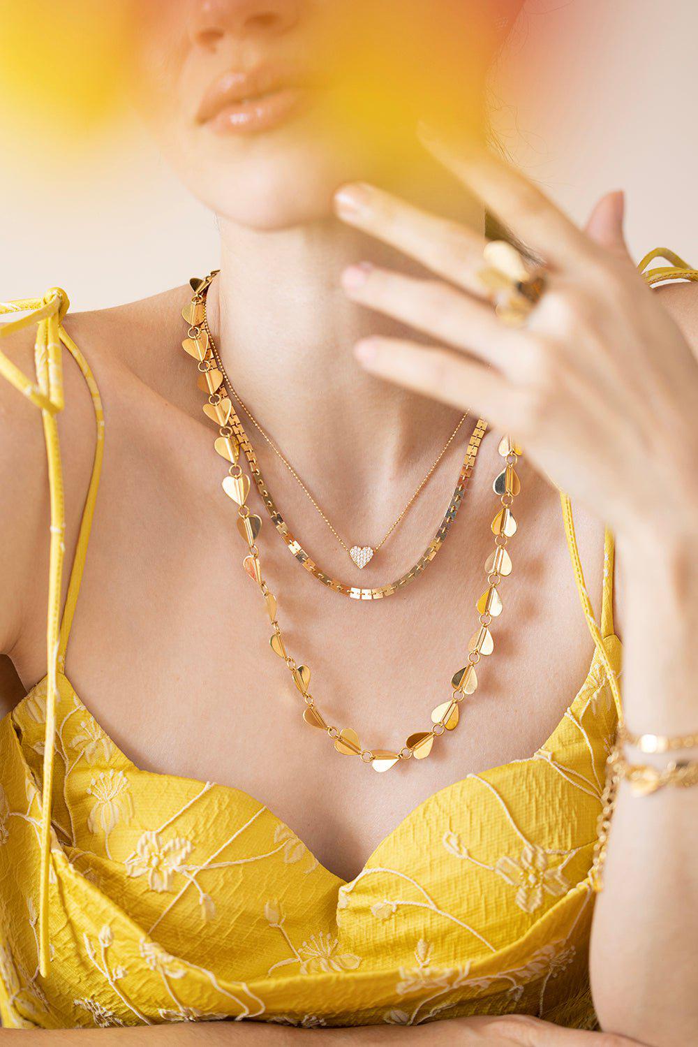 CADAR-Diamond Heart Pendant Necklace-YELLOW GOLD