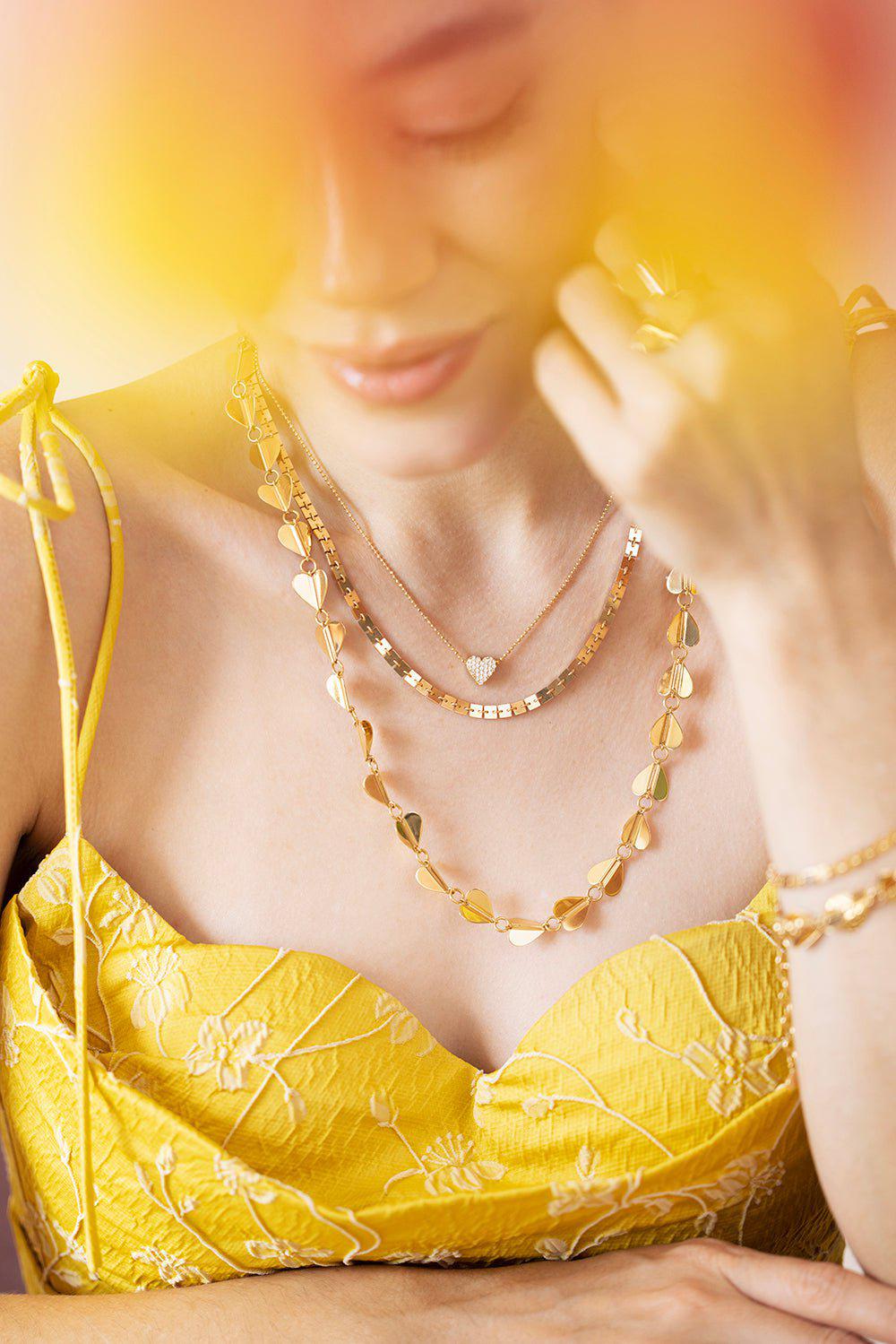 CADAR-Diamond Heart Pendant Necklace-YELLOW GOLD