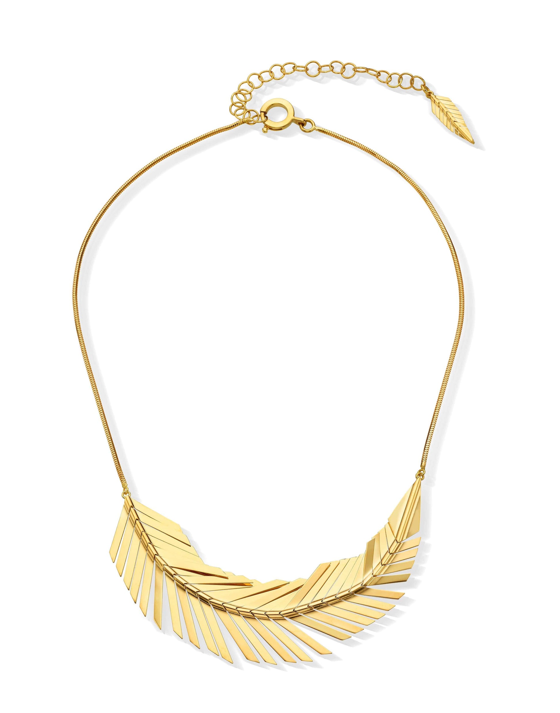 CADAR-Large Feather Necklace-YELLOW GOLD