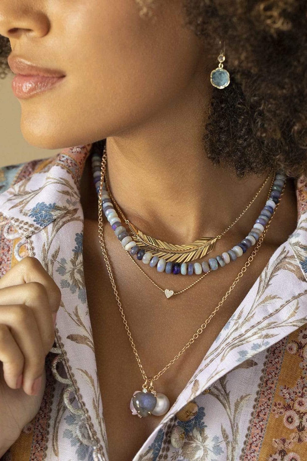 CADAR-Medium Feather Necklace-YELLOW GOLD