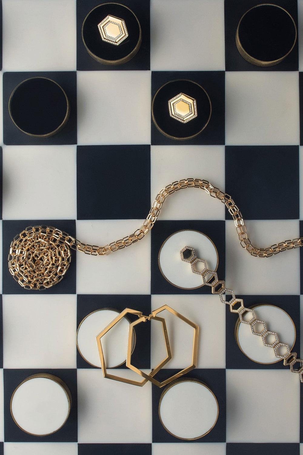 Medium B Home Hoop Earrings-YELLOW GOLD-JEWELRYFINE JEWELEARRING-CADAR