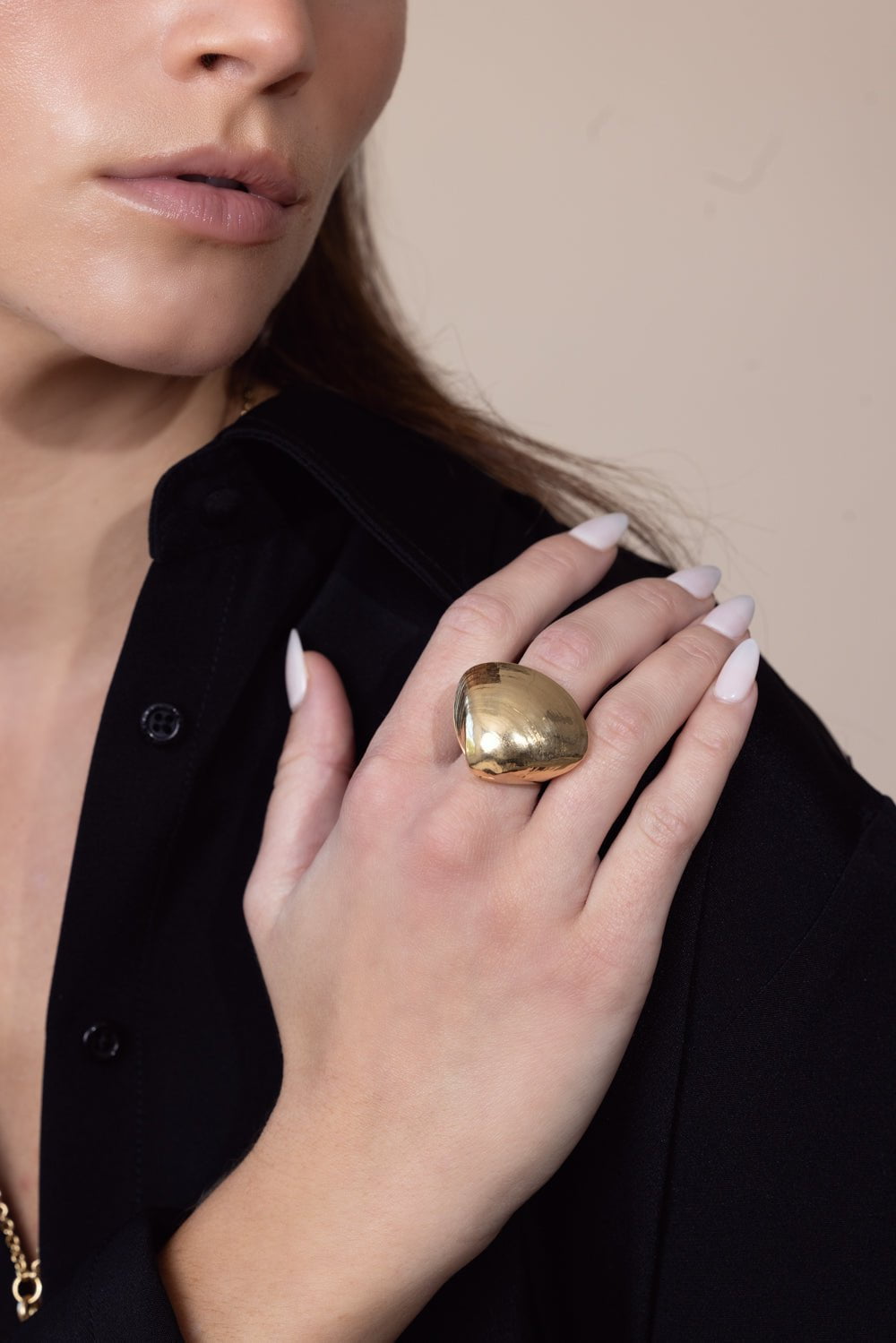 CADAR-Shell Cocktail Ring-YELLOW GOLD