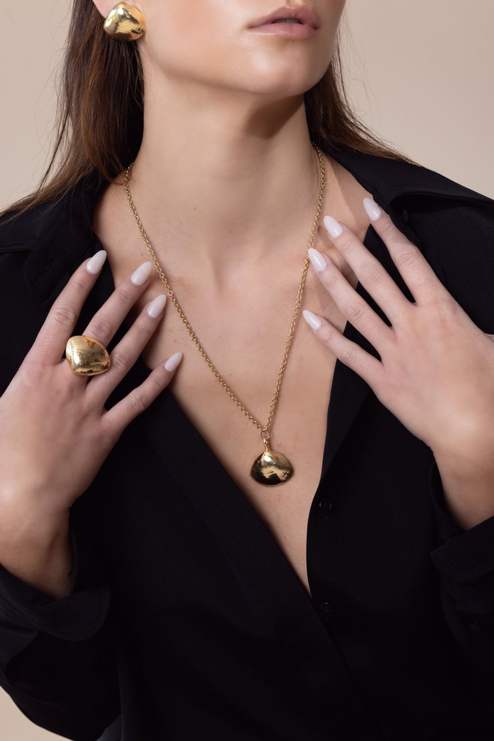 CADAR-Shell Cocktail Ring-YELLOW GOLD