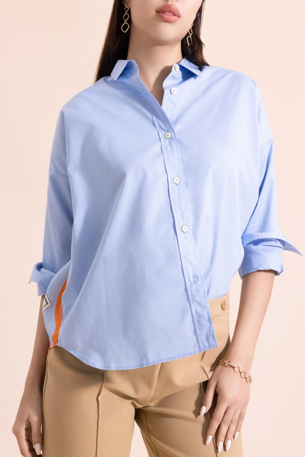 Sirene Shirt - Pale Blue-BLUE-38-CLOTHINGTOPBLOUSE-CALLAS MILANO