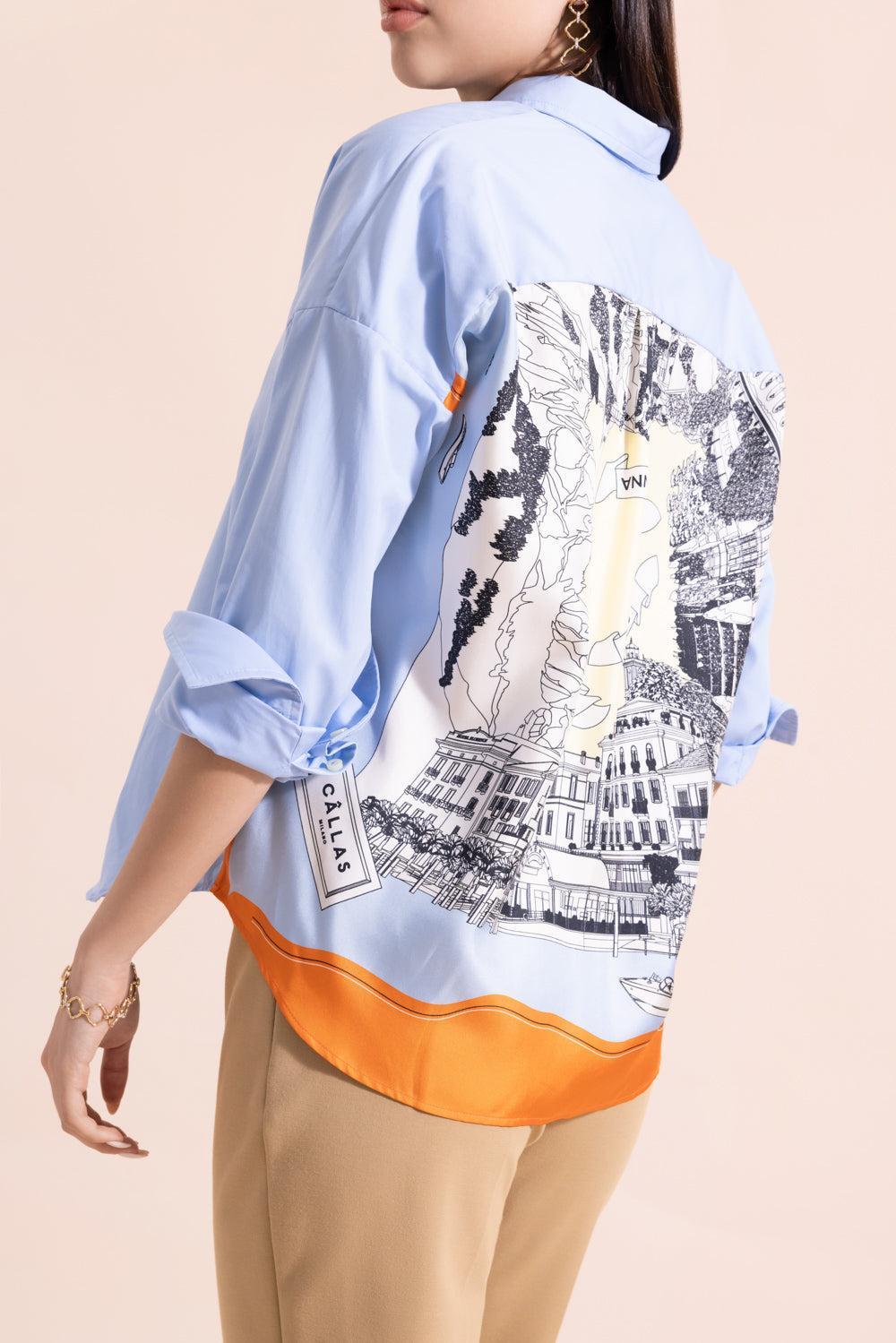 Sirene Shirt - Pale Blue-BLUE-38-CLOTHINGTOPBLOUSE-CALLAS MILANO