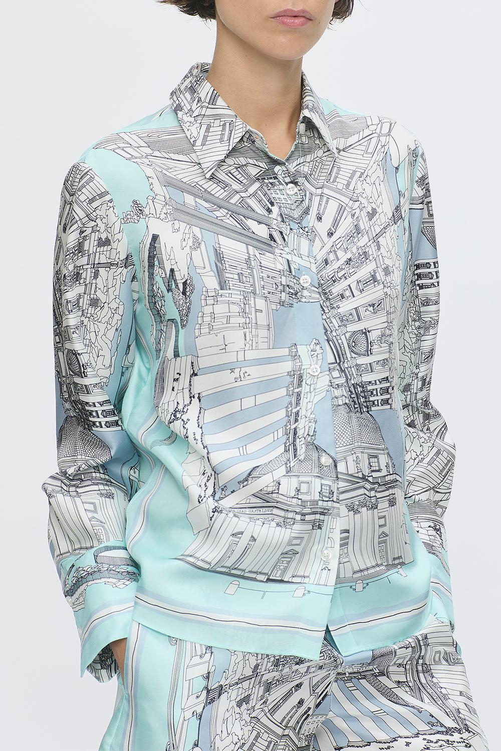 CAMERON BLOUSE-TURQUOIS-38-CLOTHINGTOPBLOUSE-CALLAS MILANO