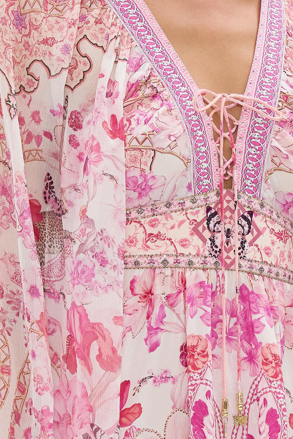 LACE UP FRONT SHORT DRESS-BOTANOVL-XS-CLOTHINGDRESSCASUAL-CAMILLA